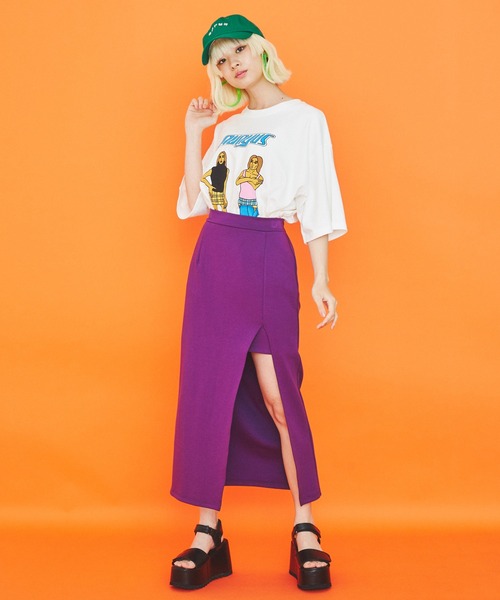 PUNYUS（プニュズ）の「スリットロングスカート（スカート・レディース・パープル/ブラック/グリーン・3/2/4/1）」の19枚目の写真