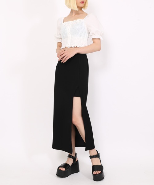 スカート pen. CENEA（セネア） スカート スリットジップIラインスカート(伸縮あり