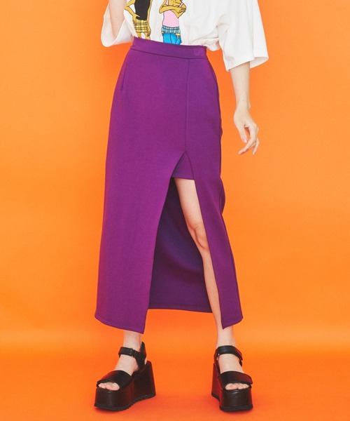 PUNYUS（プニュズ）の「スリットロングスカート（スカート・レディース・パープル/ブラック/グリーン・3/2/4/1）」の20枚目の写真
