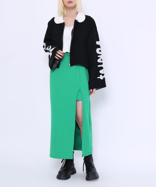 PUNYUS（プニュズ）の「スリットロングスカート（スカート・レディース・パープル/ブラック/グリーン・3/2/4/1）」の6枚目の写真