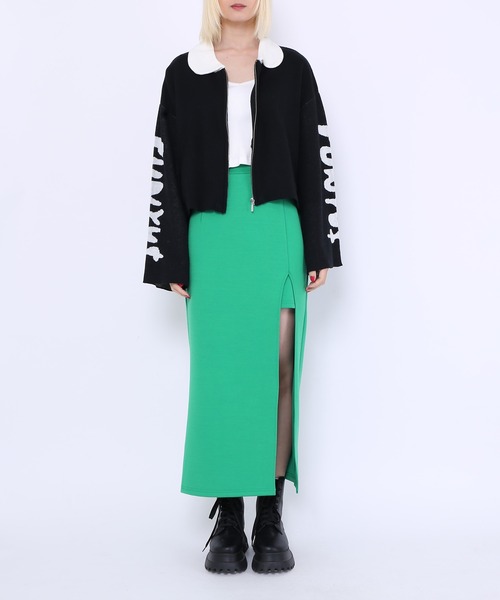 PUNYUS（プニュズ）の「スリットロングスカート（スカート・レディース・パープル/ブラック/グリーン・3/2/4/1）」の5枚目の写真