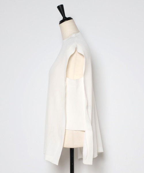 Bonjour Sagan(ボンジュールサガン)の「ショルダータックニットトップス(ベスト・レディース・ブラック/オフホワイト/ライトグレー・FREE)」の11枚目の写真