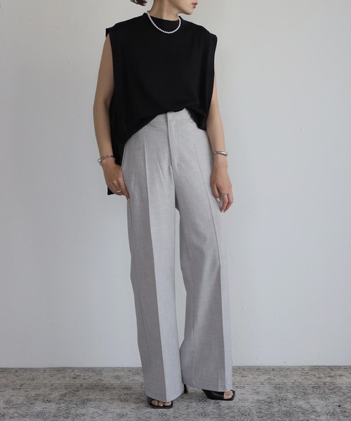 Bonjour Sagan(ボンジュールサガン)の「ショルダータックニットトップス(ベスト・レディース・ブラック/オフホワイト/ライトグレー・FREE)」の16枚目の写真