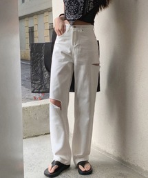 ダメージスリットワイドパンツ