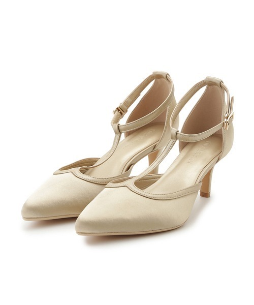 【美品】リリーブラウン グリッター　パンプス　結婚式　ストラップ LilyBrown リリーブラウン ハートストラップパンプス ベージュ
