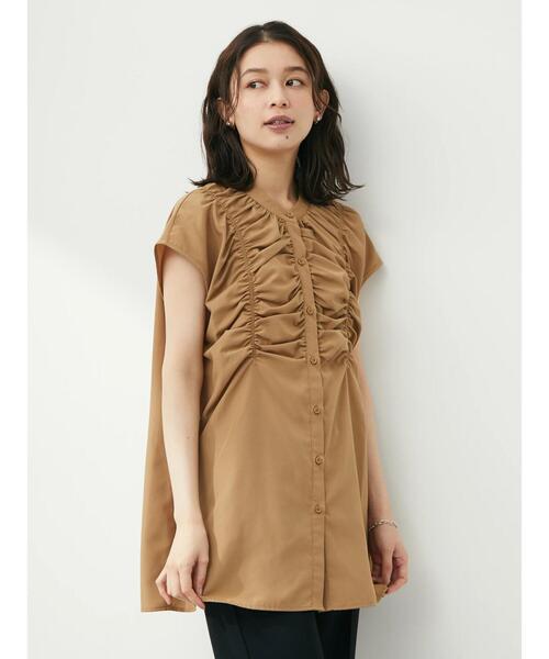 Sugar spoon(シュガースプーン)の「・SUGAR SPOON シャーリングフレンチチュニック(Tシャツ/カットソー・レディース・アイボリー/ブラック/ダークベージュ・FREE)」の8枚目の写真