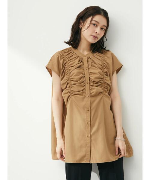 Sugar spoon(シュガースプーン)の「・SUGAR SPOON シャーリングフレンチチュニック(Tシャツ/カットソー・レディース・アイボリー/ブラック/ダークベージュ・FREE)」の7枚目の写真