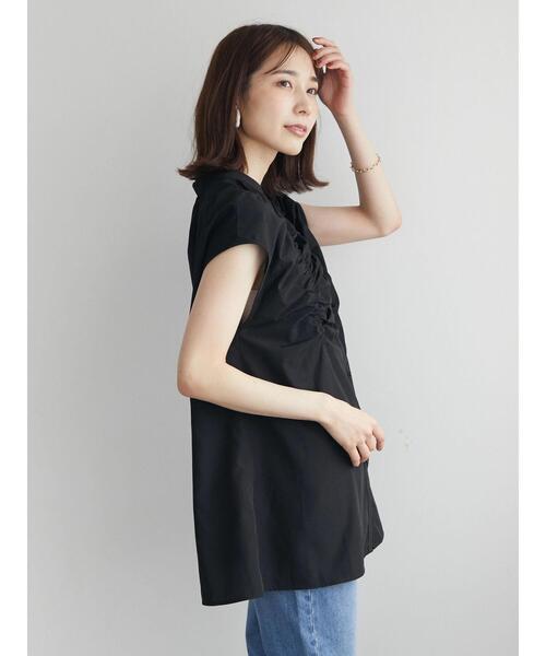 Sugar spoon(シュガースプーン)の「・SUGAR SPOON シャーリングフレンチチュニック(Tシャツ/カットソー・レディース・アイボリー/ブラック/ダークベージュ・FREE)」の14枚目の写真