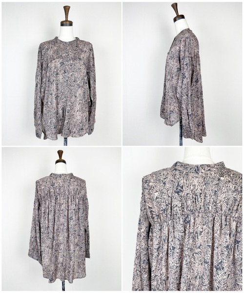 StyleSea（スタイルシー）の「バックギャザーボタニカルプリントブラウス（シャツ/ブラウス・レディース・ブラウン/グレー/グリーン・FREE）」の9枚目の写真