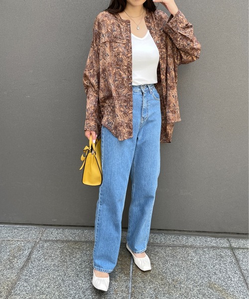 StyleSea（スタイルシー）の「バックギャザーボタニカルプリントブラウス（シャツ/ブラウス・レディース・ブラウン/グレー/グリーン・FREE）」の17枚目の写真