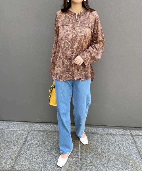 StyleSea（スタイルシー）の「バックギャザーボタニカルプリントブラウス（シャツ/ブラウス・レディース・ブラウン/グレー/グリーン・FREE）」の20枚目の写真