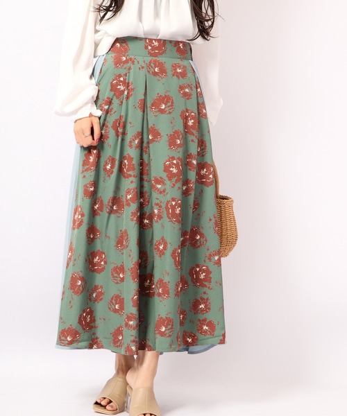 TRANOI（トラノイ）の「TRANOI スカート（スカート・レディース・グリーン/ピンク・FREE）」の2枚目の写真