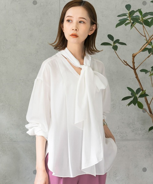 URBAN RESEARCH ROSSO WOMEN(アーバンリサーチ ロッソ)の「2WAYボウタイチュニックブラウス(シャツ/ブラウス・レディース・ホワイト/ブルー系その他・FREE)」の3枚目の写真