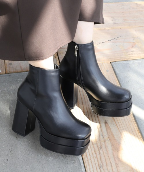 moment+（モーメントプラス）の「ダブルストームスクエアトゥショートブーツ（ブーツ・レディース・ブラック/アイボリー・L/M/LL/S）」の20枚目の写真