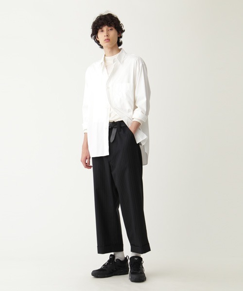 MARGARET HOWELL(マーガレットハウエル)の「STRIPE WOOL PLAINWEAVE(その他パンツ・メンズ・ブラック・MEDIUM/SMALL/LARGE)」の1枚目の写真