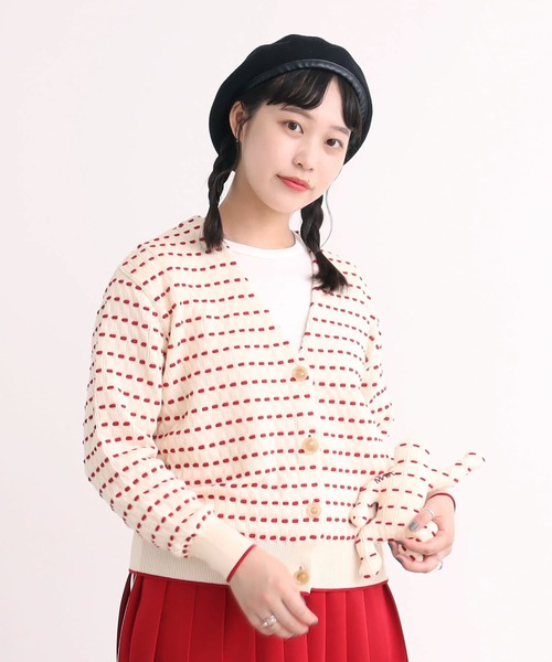 UNDERCOVERISM 骨格ジャカード Vネックカーディガン AMBIDEX（アンビデックス）の「〇30/2綿コーマ ステッチジャカード V