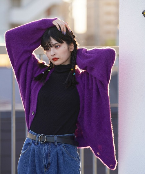 re_k by JUNRED（レクバイジュンレッド）の「re_k by JUNRED / フェザーヤーンルーズニットカーディガン（カーディガン/ボレロ・メンズ・ブルー/パープル/ワイン・S/L/M）」の2枚目の写真