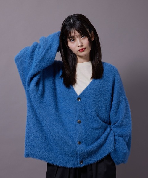 re_k by JUNRED（レクバイジュンレッド）の「re_k by JUNRED / フェザーヤーンルーズニットカーディガン（カーディガン/ボレロ・メンズ・ブルー/パープル/ワイン・S/L/M）」の4枚目の写真