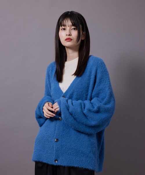 re_k by JUNRED（レクバイジュンレッド）の「re_k by JUNRED / フェザーヤーンルーズニットカーディガン（カーディガン/ボレロ・メンズ・ブルー/パープル/ワイン・S/L/M）」の5枚目の写真