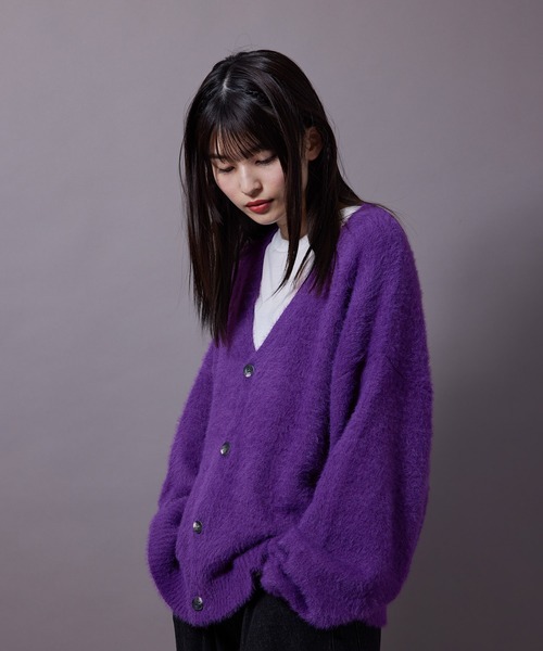 re_k by JUNRED（レクバイジュンレッド）の「re_k by JUNRED / フェザーヤーンルーズニットカーディガン（カーディガン/ボレロ・メンズ・ブルー/パープル/ワイン・S/L/M）」の9枚目の写真