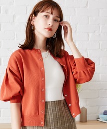 acro | ■2022秋冬新作■ドットボタンボリューム5分袖カーディガン/AC1473(カーディガン/ボレロ)