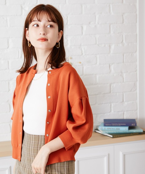 acro(アクロ)の「ドットボタンボリューム5分袖カーディガン/AC1473(カーディガン/ボレロ・レディース・ベージュ/ブルー/オレンジ/パープル/ブラック・フリ-)」の19枚目の写真