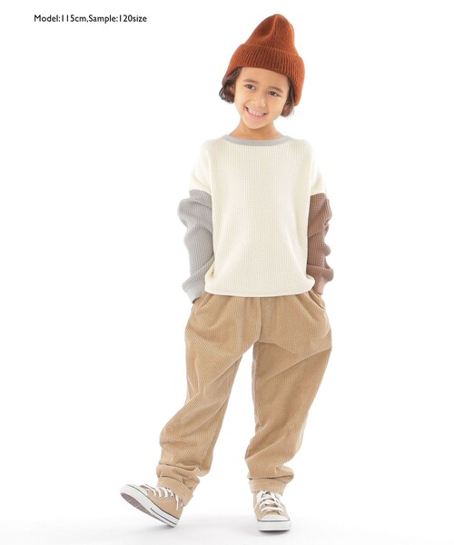 SHIPS（シップス）の「【WEB限定】SHIPS KIDS:100～160cm / ビッグ ワッフル 長袖 カットソー（Tシャツ/カットソー・キッズ・ブラック/ダークグレー/ナチュラル/キャメル・100/110/120/130/S/145/M/160）」の12枚目の写真