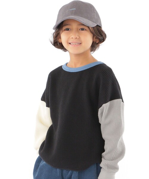 SHIPS（シップス）の「【WEB限定】SHIPS KIDS:100～160cm / ビッグ ワッフル 長袖 カットソー（Tシャツ/カットソー・キッズ・ブラック/ダークグレー/ナチュラル/キャメル・100/110/120/130/S/145/M/160）」の13枚目の写真