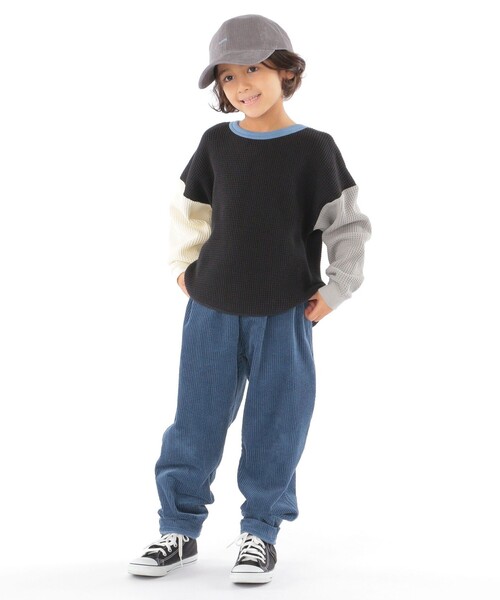 SHIPS（シップス）の「【WEB限定】SHIPS KIDS:100～160cm / ビッグ ワッフル 長袖 カットソー（Tシャツ/カットソー・キッズ・ブラック/ダークグレー/ナチュラル/キャメル・100/110/120/130/S/145/M/160）」の15枚目の写真