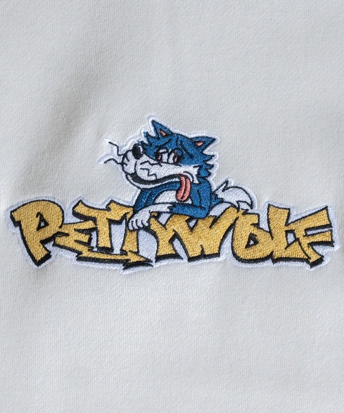 Limited Line Naive Magic(リミテッドラインナイーブマジック)の「【a】〔PETTYWOLF〕裏起毛 フロント刺繍 フード配色切り替え ビックシルエットパーカー(パーカー・メンズ・ホワイト/グリーン/ブラック/アッシュグレー/ブルー・MEDIUM/LARGE)」の8枚目の写真