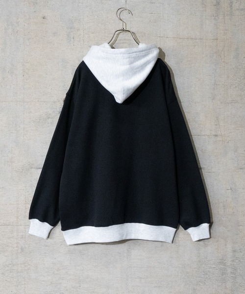 Limited Line Naive Magic(リミテッドラインナイーブマジック)の「【a】〔PETTYWOLF〕裏起毛 フロント刺繍 フード配色切り替え ビックシルエットパーカー(パーカー・メンズ・ホワイト/グリーン/ブラック/アッシュグレー/ブルー・MEDIUM/LARGE)」の14枚目の写真