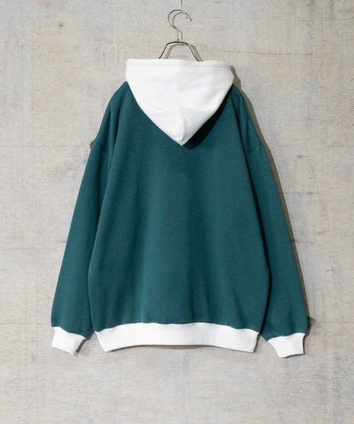 Limited Line Naive Magic(リミテッドラインナイーブマジック)の「【a】〔PETTYWOLF〕裏起毛 フロント刺繍 フード配色切り替え ビックシルエットパーカー(パーカー・メンズ・ホワイト/グリーン/ブラック/アッシュグレー/ブルー・MEDIUM/LARGE)」の17枚目の写真