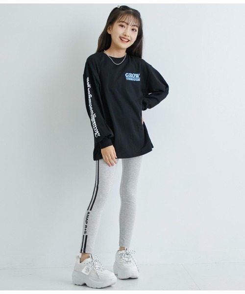 ANAP GiRL(アナップガール)の「R+Sサイドラインレギンス(レギンス/スパッツ・キッズ・ブラック/ライトグレー・XS/S/M)」の9枚目の写真