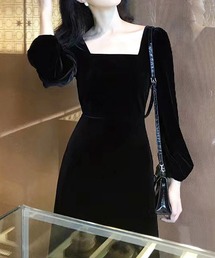 ROSEQUARTZ 黒ベルベットワンピース ドレス Mサイズ ROSEQUARTZ 黒