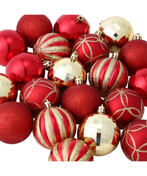 セール】セットオーナメント 20個 6cm レッド×ゴールド（インテリア