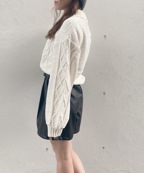 TORTE（トルテ）の「モールケーブルニット（ニット/セーター・レディース・ホワイト/ライトグリーン/パープル/ライトピンク・FREE）」の5枚目の写真