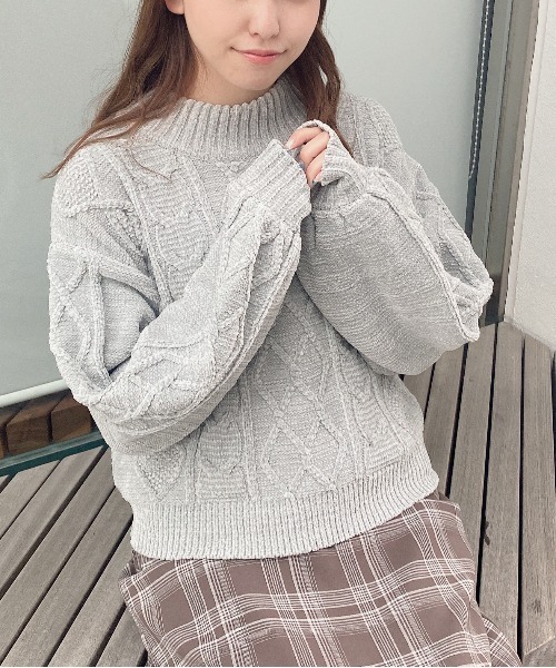 TORTE（トルテ）の「モールケーブルニット（ニット/セーター・レディース・ホワイト/ライトグリーン/パープル/ライトピンク・FREE）」の9枚目の写真