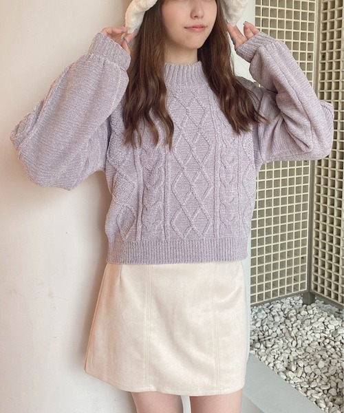 TORTE（トルテ）の「モールケーブルニット（ニット/セーター・レディース・ホワイト/ライトグリーン/パープル/ライトピンク・FREE）」の12枚目の写真