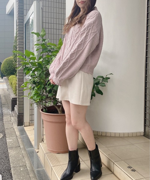 TORTE（トルテ）の「モールケーブルニット（ニット/セーター・レディース・ホワイト/ライトグリーン/パープル/ライトピンク・FREE）」の17枚目の写真