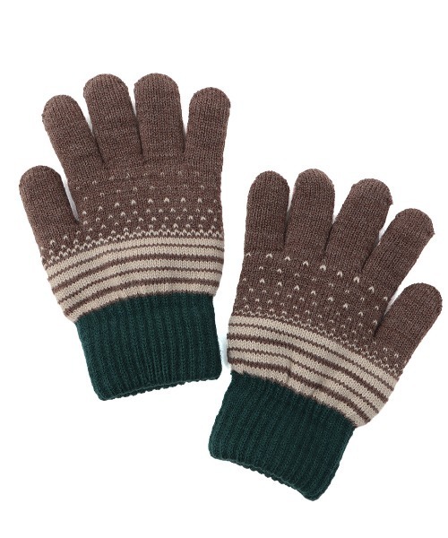 moz（モズ）の「moz ドットボーダー柄裏ボア手袋（手袋）」 - WEAR