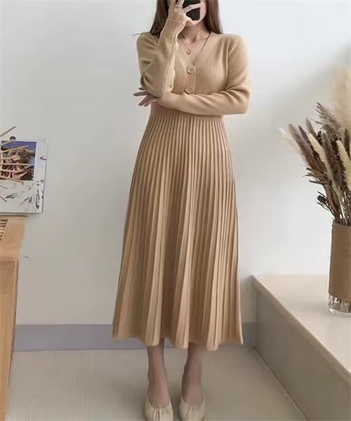 Dream garden（ドリームガーデン）の「Vネックニットプリーツ