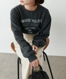PUAL CE CIN | ロゴプリントピグメントプルオーバー(Tシャツ/カットソー)