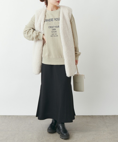 PUAL CE CIN（ピュアルセシン）の「ロゴプリントピグメントプルオーバー（Tシャツ/カットソー・レディース・ベージュ/チャコールグレー/ブルー・FREE）」の4枚目の写真