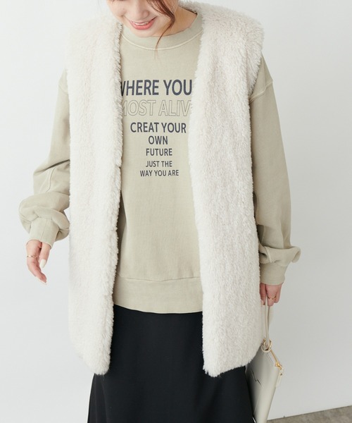 PUAL CE CIN（ピュアルセシン）の「ロゴプリントピグメントプルオーバー（Tシャツ/カットソー・レディース・ベージュ/チャコールグレー/ブルー・FREE）」の17枚目の写真