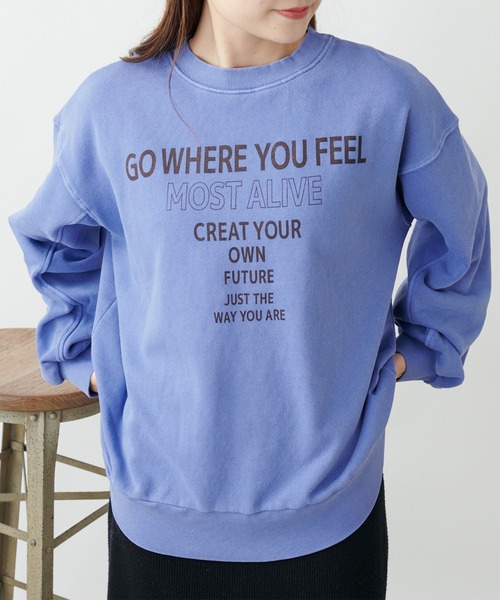 PUAL CE CIN（ピュアルセシン）の「ロゴプリントピグメントプルオーバー（Tシャツ/カットソー・レディース・ベージュ/チャコールグレー/ブルー・FREE）」の18枚目の写真