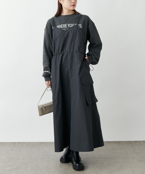 PUAL CE CIN（ピュアルセシン）の「ロゴプリントピグメントプルオーバー（Tシャツ/カットソー・レディース・ベージュ/チャコールグレー/ブルー・FREE）」の8枚目の写真