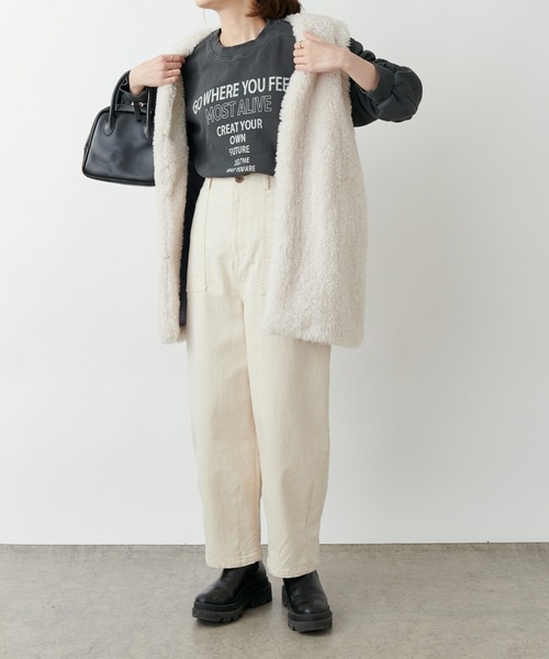 PUAL CE CIN（ピュアルセシン）の「ロゴプリントピグメントプルオーバー（Tシャツ/カットソー・レディース・ベージュ/チャコールグレー/ブルー・FREE）」の7枚目の写真