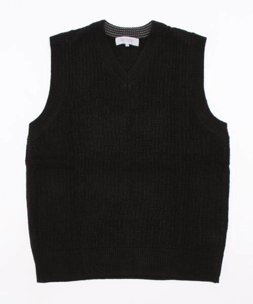 STYLEBLOCK（スタイルブロック）の「編地切替Ｖベスト（ベスト・メンズ・ネイビー/チャコール/グリーン/ブラック・M/L/LL）」の2枚目の写真