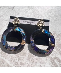 【masamiyabi】黒シリーズ『シェル』フープリングピアス(MA)