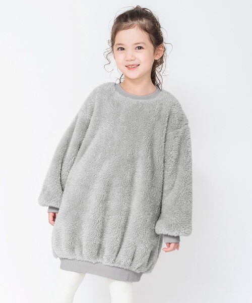 BRANSHES（ブランシェス）の「ボアワンピース（ワンピース・キッズ・ピンク/アイボリー/ライトグレー・100/150/90/110/130/120/140）」の3枚目の写真